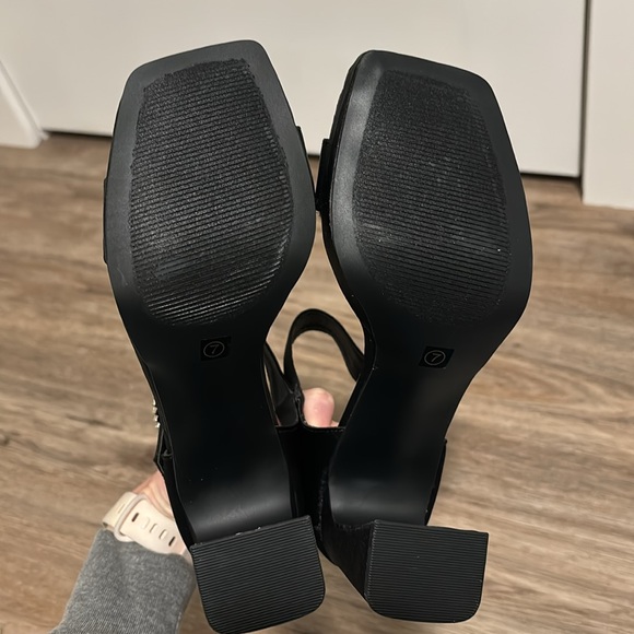 Satin Rhinestone Block Heels - Picture 8 of 10